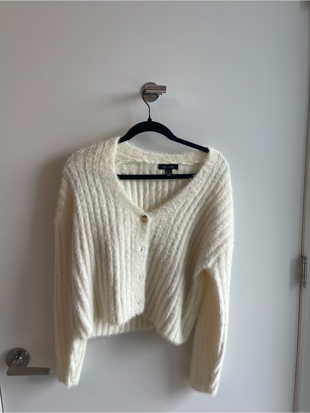 New Looks Cozy Cream V-Neck Button Cardigan Sweater